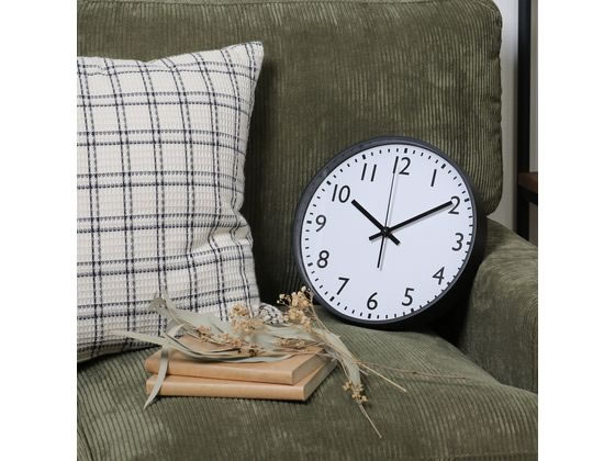 不二貿易 静音式掛時計シンプル 25cm ブラック 37858が1,353円