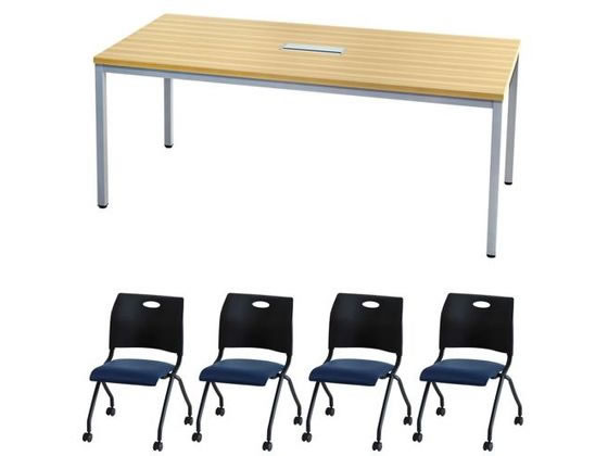 Netforce 会議テーブル1台+チェア4脚 セット 幅1800mm SABV