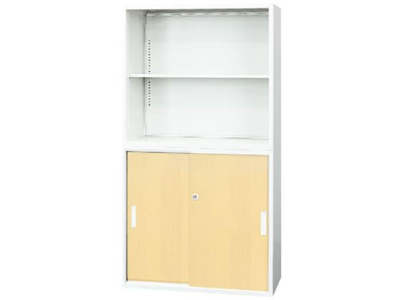 Netforce オープン書庫+引戸書庫 セット 2段 木目 NA Netforce オープン書庫+引戸書庫 セット 2段 木目 NA