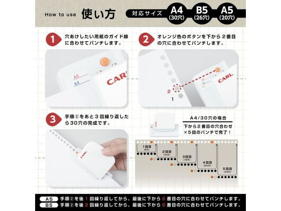 カール事務器 穴あけパンチ ゲージパンチ・ライト ホワイト GP-LA-Wが