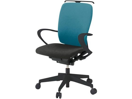●品番：ＫＦ−４３６ＰＶＨＴ１Ｔ１Ａ３●カラー：ベース（本体・肘・ハンガー・脚）／ブラック、張地／ストロングブルー●外寸法：幅６４０×奥行５８５×高さ９１０ｍｍ●座面高さ：４２０〜５３５ｍｍ●座面寸法