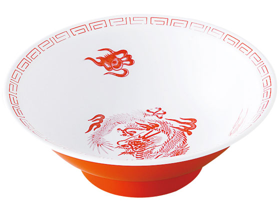 エンテック 中華丼(竜模様) 白 赤 CA-10