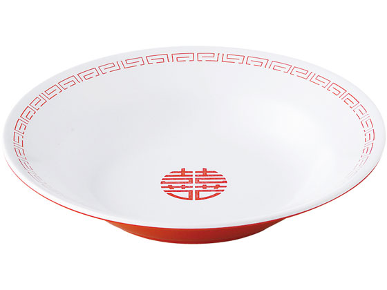 エンテック 新形冷麺皿 白 赤 CA-19
