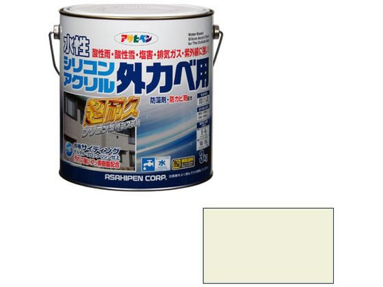 アサヒペン 水性シリコンアクリル外かべ用 3KG ミルキーホワイト