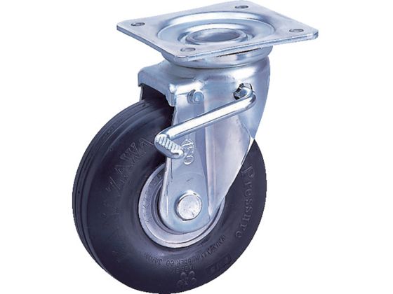 カナツー ゼロプレッシャータイヤ 自在金具S付 許容荷重95kgf 車輪径D200mm ZP-OS 8X2.00MS-BK