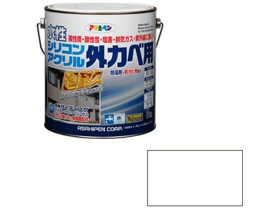 アサヒペン 水性シリコンアクリル外かべ用 3KG ホワイト