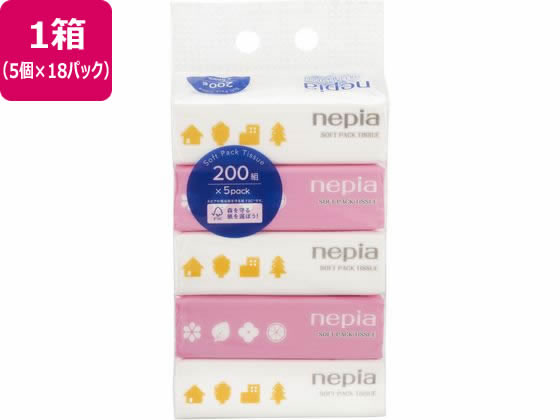 王子ネピア ネピア ソフトパックティッシュ 200組 5個×18パック 王子ネピア ネピア ソフトパックティッシュ 200組 5個×18パック