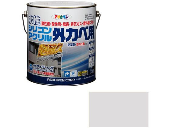 アサヒペン 水性シリコンアクリル外かべ用 3KG ソフトグレー