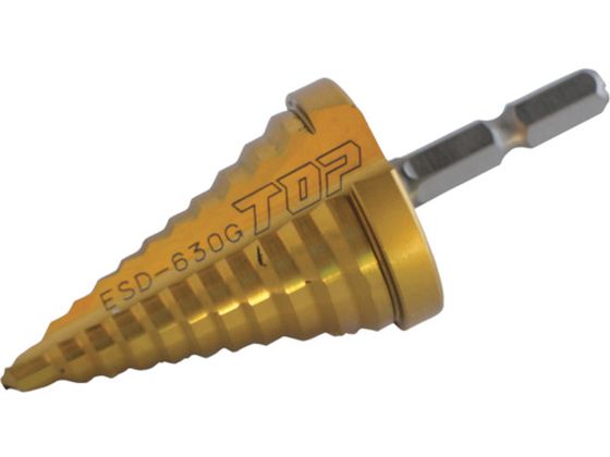 TOP 電動ドリル用ステップドリル 11段 6〜30mm ゴールドタイプ ESD-630G TOP 電動ドリル用ステップドリル 11段 6〜30mm ゴールドタイプ ESD-630G