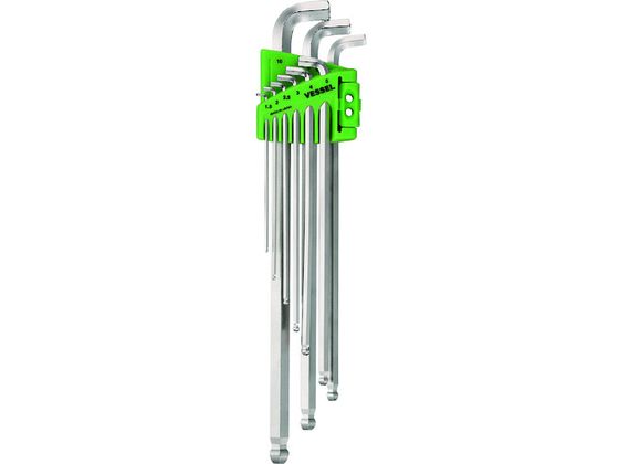 ベッセル 本締めボールポイントレンチ短軸仕様(ロングタイプ)9本組 H1.5、2、2.5、3、4、5、6、8、10 8209BP-L ベッセル 本締めボールポイントレンチ短軸仕様(ロングタイプ)9本組 H1.5、2、2.5、3、4、5、6、8、10 8209BP-L