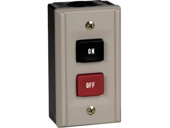 ●型番：BSH222●ボタン文字：ON、OFF ●長さ（mm）：50 ●幅（mm）：90 ●高さ（mm）：40．5●定格：AC250V−5A ●端子ねじM3．5●ケース：ABS樹脂（黒） ●カバー：A