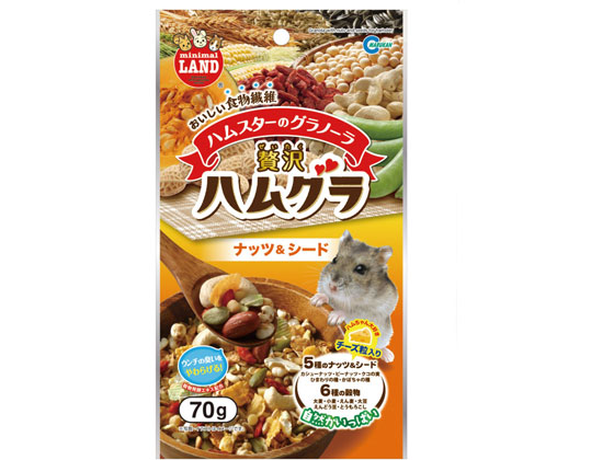 ●内容量：７０ｇ●原材料：穀類（小麦、大麦、えん麦、とうもろこし等）、種実類（カシューナッツ、ピーナッツ、ひまわりの種、かぼちゃの種、クコの実）、豆類（大豆、えんどう豆、大豆たんぱく）、糖類、でん粉類