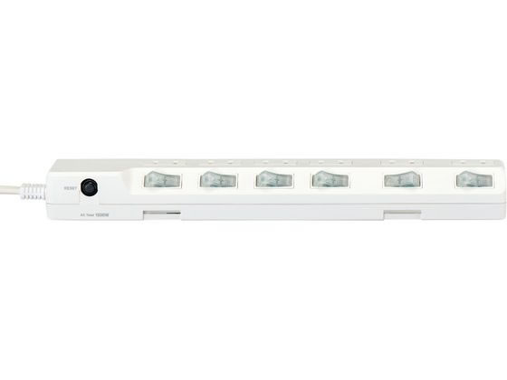 朝日電器 スイッチ付 電源タップ 6個口 1m ブレーカー WLK-R61BW 朝日電器 スイッチ付 電源タップ 6個口 1m ブレーカー WLK-R61BW