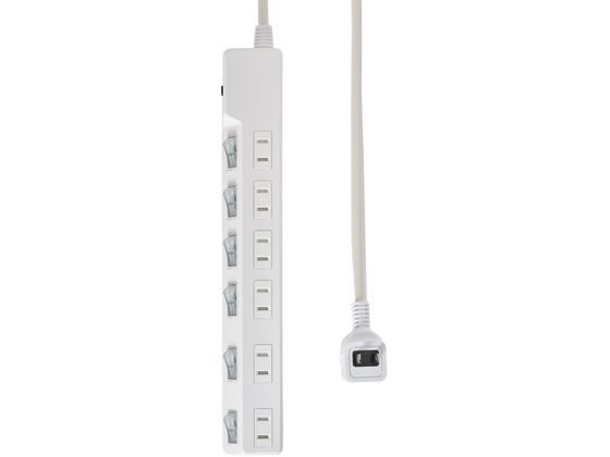 朝日電器 スイッチ付 電源タップ 6個口 2m ブレーカー WLK-R62BW 朝日電器 スイッチ付 電源タップ 6個口 2m ブレーカー WLK-R62BW