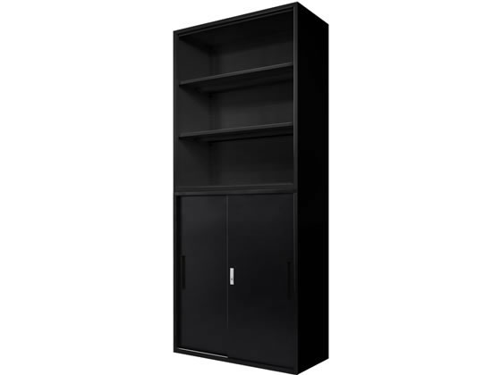Netforce オープン書庫 引き違い書庫 幅900mm ブラック