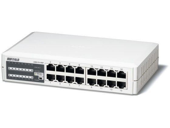 バッファロー スイッチングハブ 電源内蔵 16ポート LSW3-TX-16NP