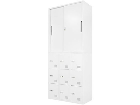 Netforce 引戸書庫+9人用ロッカー 2台セット 幅900mm WH Netforce 引戸書庫+9人用ロッカー 2台セット 幅900mm WH