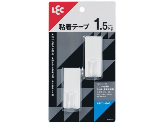 レック 粘着フック 中 2個入 ホワイト H00432 レック 粘着フック 中 2個入 ホワイト H00432