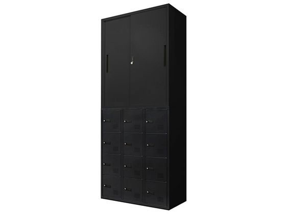 Netforce 引戸書庫+12人用ロッカー 2台セット 幅900mm BK Netforce 引戸書庫+12人用ロッカー 2台セット 幅900mm BK