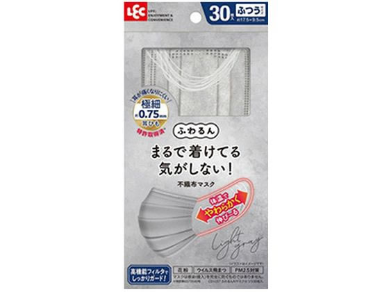レック ふわるんNマスク ふつうサイズ ライトグレー 30枚入