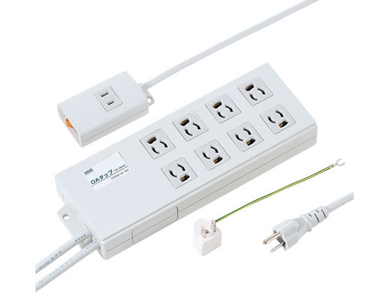 サンワサプライ 抜け止めタップ 3P・8個口・2m TAP-3804N サンワサプライ 抜け止めタップ 3P・8個口・2m TAP-3804N