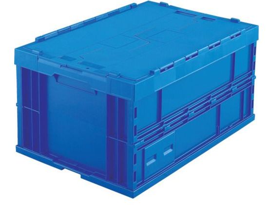 TRUSCO 折りたたみコンテナフタ付 75L ダークブルー TR-F75B