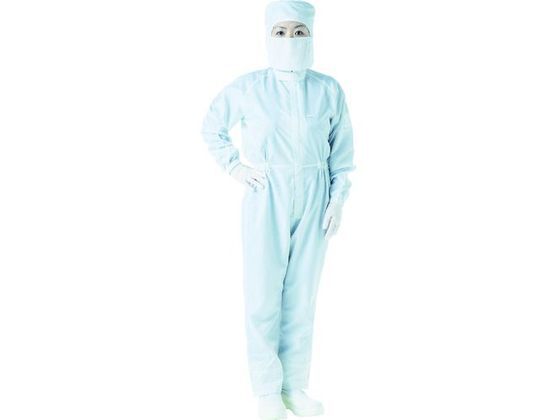 TRUSCO 制電糸グリッド仕様フード付つなぎ服 ホワイト M TCOGF-W-M