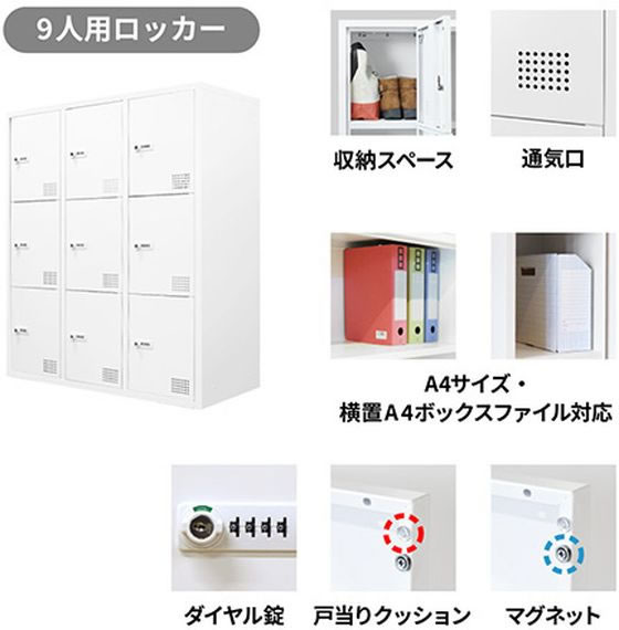 Netforce 9人用ロッカー 2台セット 幅900×奥行400mm WH FHD-99