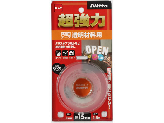 ニトムズ 超強力両面テープ 透明材料用 15mm×1.5m T4610