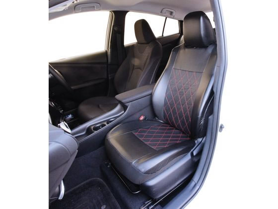 錦産業 シートカバー ストレッチキルト 前席 1枚 ブラック レッド NN2265