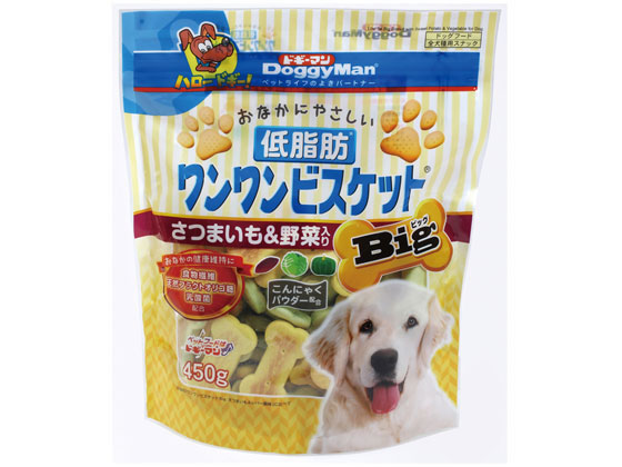 ドギーマンハヤシ 低脂肪ワンワンビスケット Big さつまいも&野菜入 ドギーマンハヤシ 低脂肪ワンワンビスケット Big さつまいも&野菜入