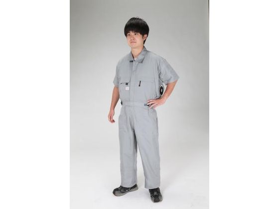 エスコ 空調継ぎ作業服 送風ファン付 半袖グレー 4L