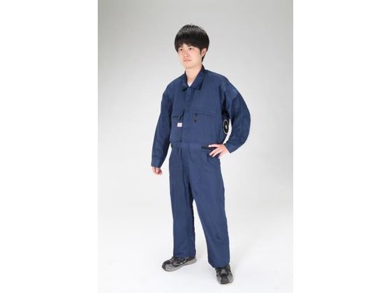 エスコ 空調継ぎ作業服 送風ファン付 長袖ネイビー 3L