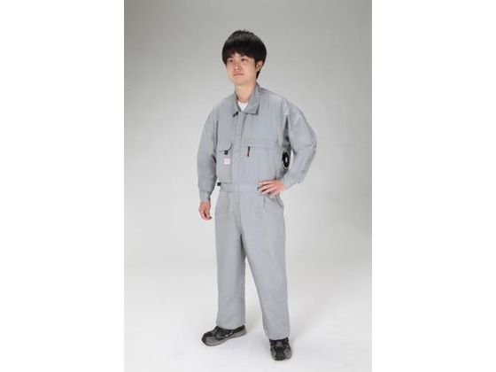 エスコ 空調継ぎ作業服 送風ファン付 長袖グレー L