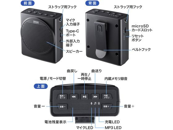 サンワサプライ ハンズフリー拡声器スピーカー MM-SPAMP19が6,516円