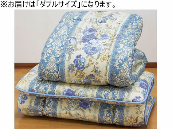 ファミリー・ライフ フランス産 羊毛混掛敷布団セット D ブルー a3379220