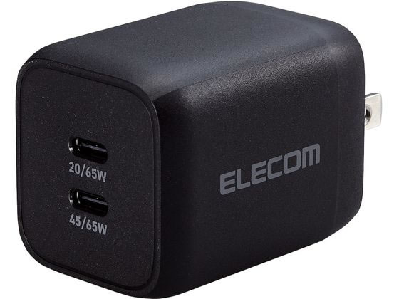 エレコム USB Power Delivery 65W AC充電器(C×2)黒 エレコム USB Power Delivery 65W AC充電器(C×2)黒