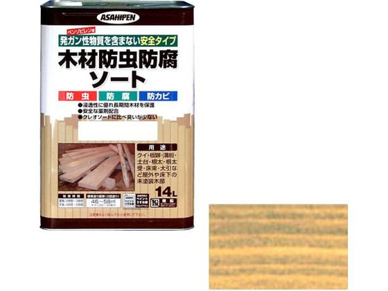 アサヒペン 木材防虫防腐ソート 14L 透明(クリヤ)