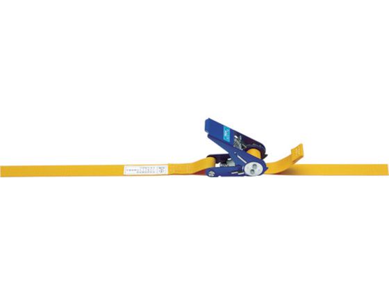 ラチェットバックル50mm幅荷重30kN使用力7.5kN両シボリ縫巻取7m