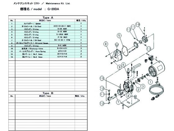 ULVAC G-20DA用メンテナンスキット G-20DA MAINTENANCEKIT