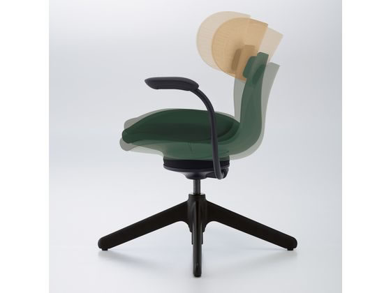 コクヨ イングライフ 肘付 背合板 4本脚 ナイロン 座レザー BK×MA