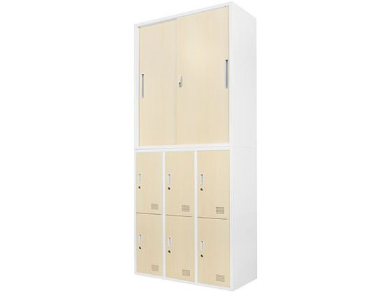 Netforce ファシル 引戸書庫 6人用ロッカー セット ナチュラル Netforce ファシル 引戸書庫 6人用ロッカー セット ナチュラル