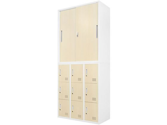 Netforce ファシル 引戸書庫 9人用ロッカー セット ナチュラル Netforce ファシル 引戸書庫 9人用ロッカー セット ナチュラル