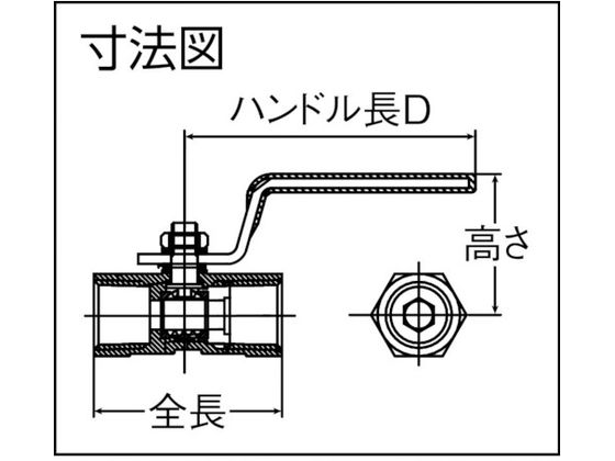 イノック ねじ込みボールバルブ 全長83.0mm 呼び径(A)40 304SRV40A