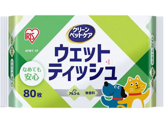 アイリスオーヤマ ペット用ウェットティッシュ 80枚 DPWT-1P アイリスオーヤマ ペット用ウェットティッシュ 80枚 DPWT-1P