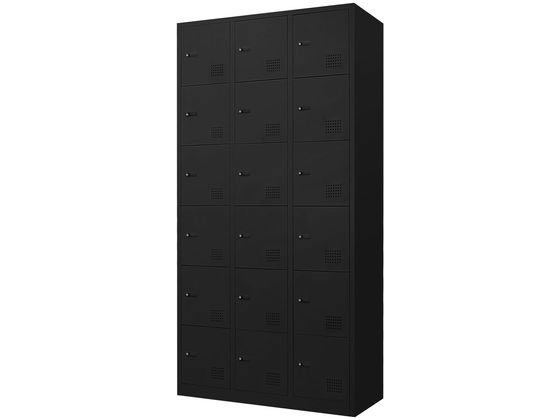 Netforce 18人用ロッカー 3列6段 ダイヤル錠 ブラック FAD-18-FW-BKが