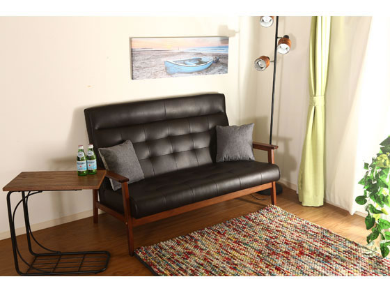 定価98800円】ダークブラウン 2人掛けハイバックソファ 不二貿易