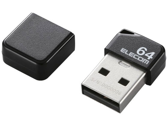 エレコム USBメモリ キャップ付 64GB MF-SU2B64GBK エレコム USBメモリ キャップ付 64GB MF-SU2B64GBK