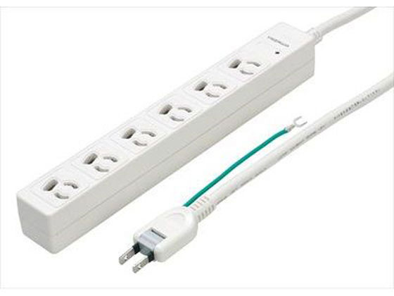 ヤザワ 3P抜け止めマグネットタップ 白 6個口 2m Y02JKNP602WH