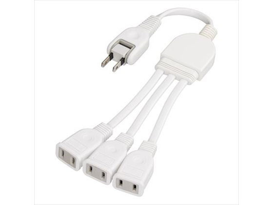 ヤザワ ACアダプター用延長コード 3個口 ホワイト 0.2m 3分配